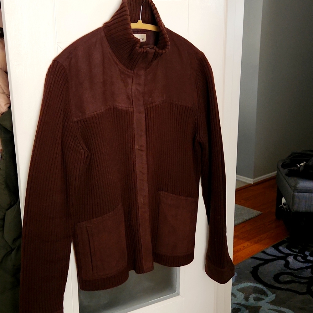 Suede sweater jacket